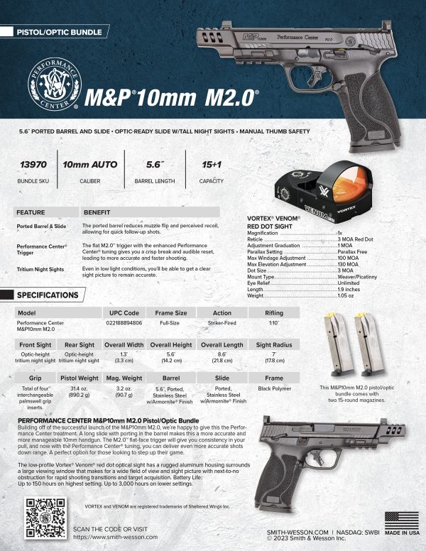 S&W M&P         13970 10MM 5.6 15R VORTEX BNDLE