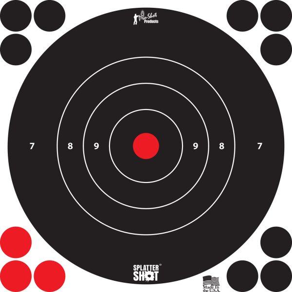 PROSHOT 8B-WHITE-6PK      8″ SPLATTER BULLSEYE TRG