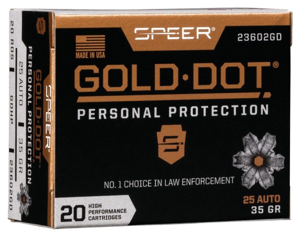 SPEER 23602GD GOLD DOT   25ACP   35 HP       20/10