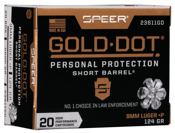 SPEER 23611GD GOLD DOT   9MM+P 124 HP SB    20/10