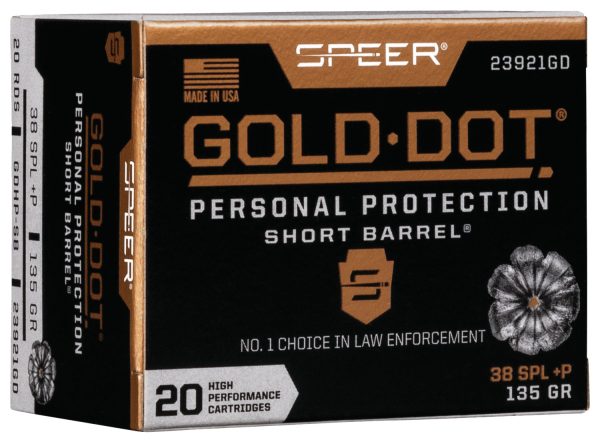 SPEER 23921GD GOLD DOT 38SP+P 135 HP SB 20/10