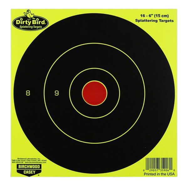 BIR 35906          DIRTYBRD 6″ YELW BULLSEYE  16PK